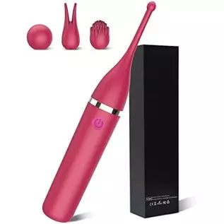 G Spot Rabbit Vibrator with Three Silicone Head, Rose Sex Toys for Clitoris G Spot Vibrator Stimulation, Waterproof Dildo Vibrat