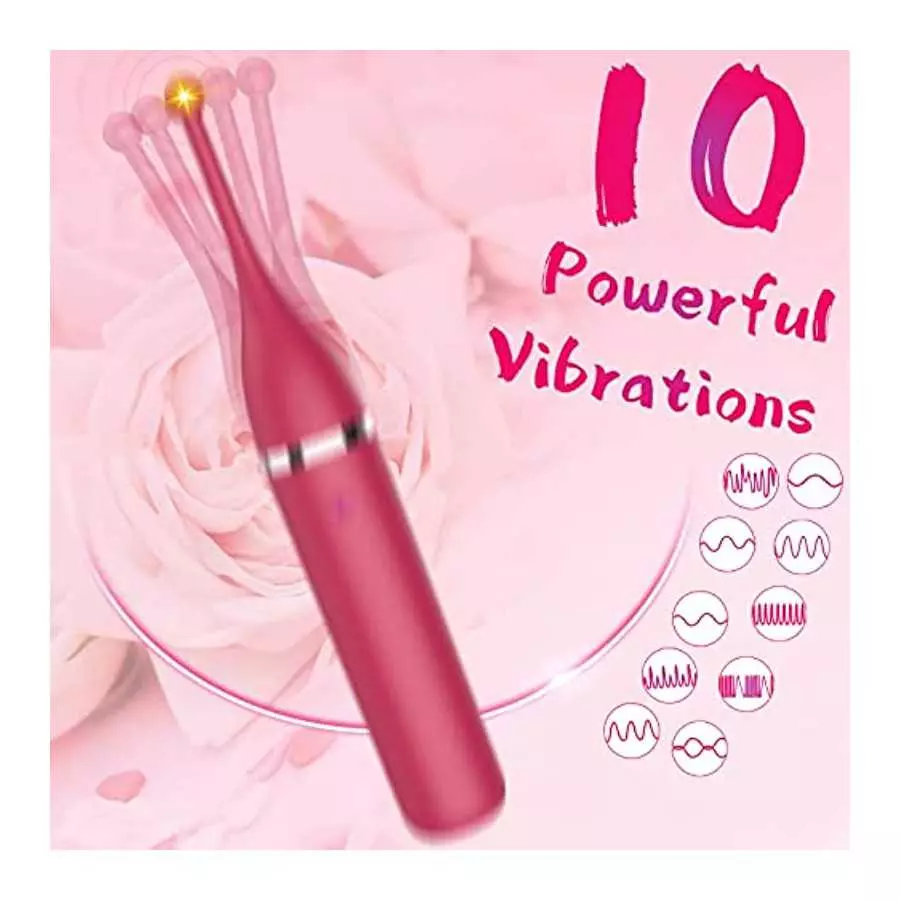 G Spot Rabbit Vibrator with Three Silicone Head, Rose Sex Toys for Clitoris G Spot Vibrator Stimulation, Waterproof Dildo Vibrat
