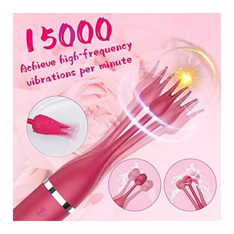 G Spot Rabbit Vibrator with Three Silicone Head, Rose Sex Toys for Clitoris G Spot Vibrator Stimulation, Waterproof Dildo Vibrat
