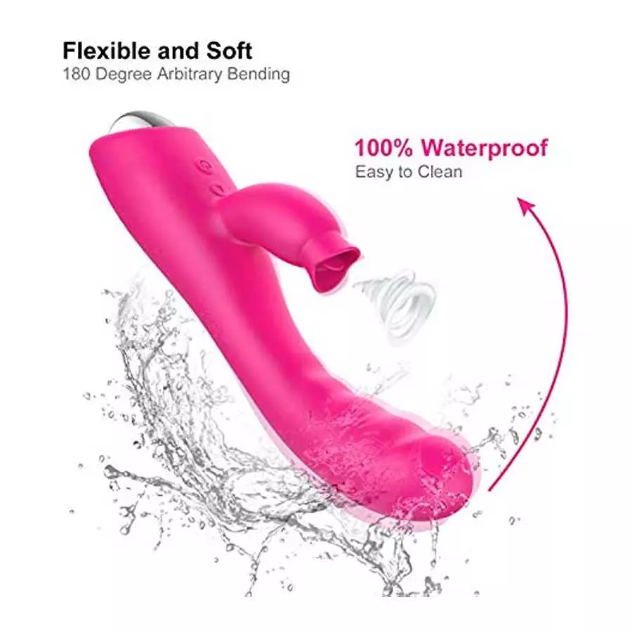 Clitoral G Spot Licking and Sucking Toy Rose for Women Sucker Cordless Pleasure Thrusting Silent Waterproof Soft Rabbit Dual Mot