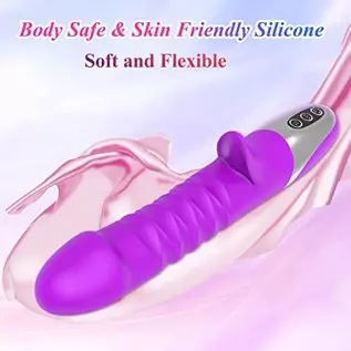 G-Spot Vibrator Shaped Rabbit Dildo with 7 Vibration Modes & 7 Telescopic Modes 2 in 1, Clitoris Vagina Stimulator Soft Silicone