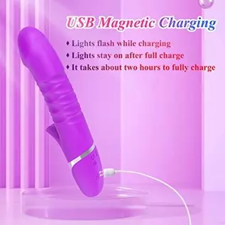 G-Spot Vibrator Shaped Rabbit Dildo with 7 Vibration Modes & 7 Telescopic Modes 2 in 1, Clitoris Vagina Stimulator Soft Silicone