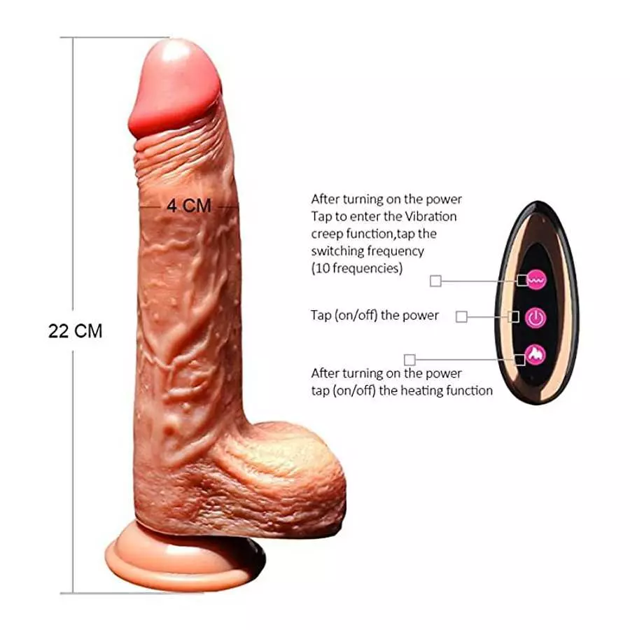 8.7 Inch Thrusting Realistic Dildo Vibrator with Heating and Remote, 3 Telescopic & Vibration Modes G-spot Clitoral Anal Massage