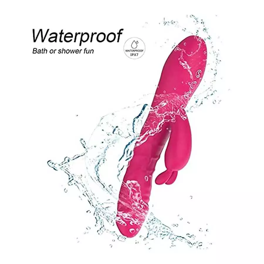 Thrusting Rabbit Vibrator with Moving Ring - G Spot Clitoral Vibrator Massager, 5 Thrusting & 10 Vibrating Patterns & 3 Rabbit S