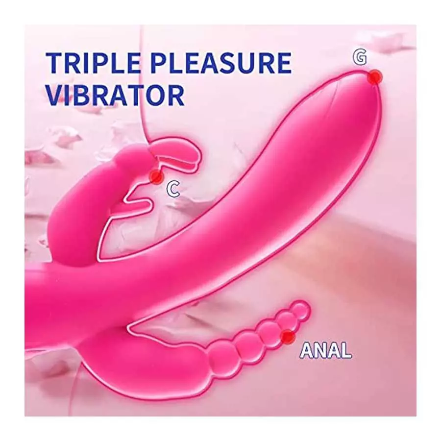 Rabbit Vibrator for Women, Clitoris G-spot Anal Stimulation, G Spot Vibrator with 12 Powerful Vibrations Three Motor Stimulator,