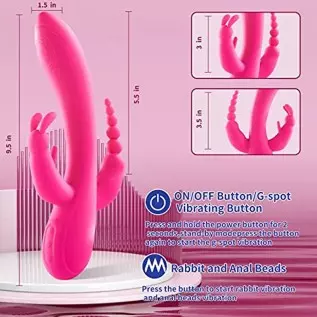 Rabbit Vibrator for Women, Clitoris G-spot Anal Stimulation, G Spot Vibrator with 12 Powerful Vibrations Three Motor Stimulator,