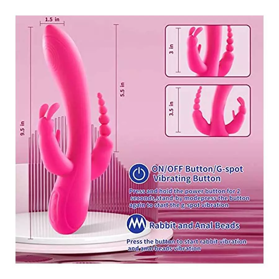 Rabbit Vibrator for Women, Clitoris G-spot Anal Stimulation, G Spot Vibrator with 12 Powerful Vibrations Three Motor Stimulator,