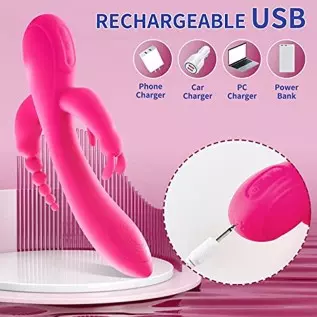 Rabbit Vibrator for Women, Clitoris G-spot Anal Stimulation, G Spot Vibrator with 12 Powerful Vibrations Three Motor Stimulator,