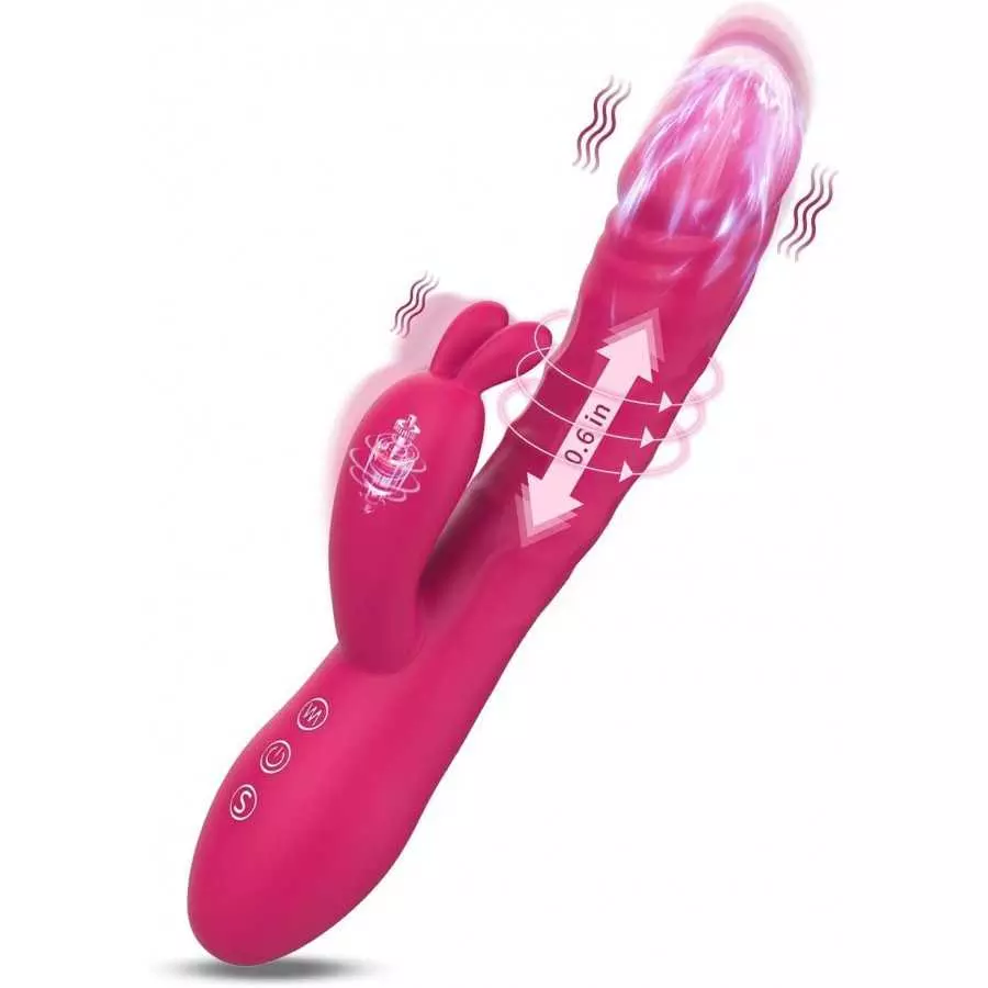 Thrusting Rabbit Vibrator Dildo for Women G Spot Vibrator with Independent Clitoral Stimulator, Clitorals Stimulator for Women P