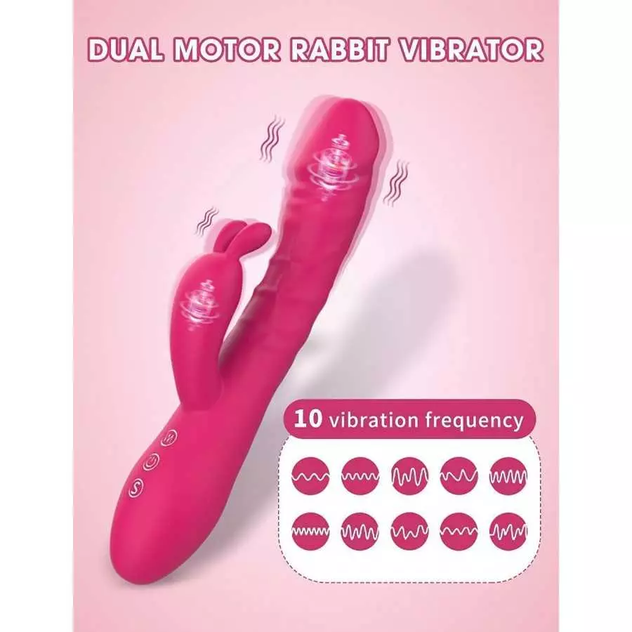 Thrusting Rabbit Vibrator Dildo for Women G Spot Vibrator with Independent Clitoral Stimulator, Clitorals Stimulator for Women P