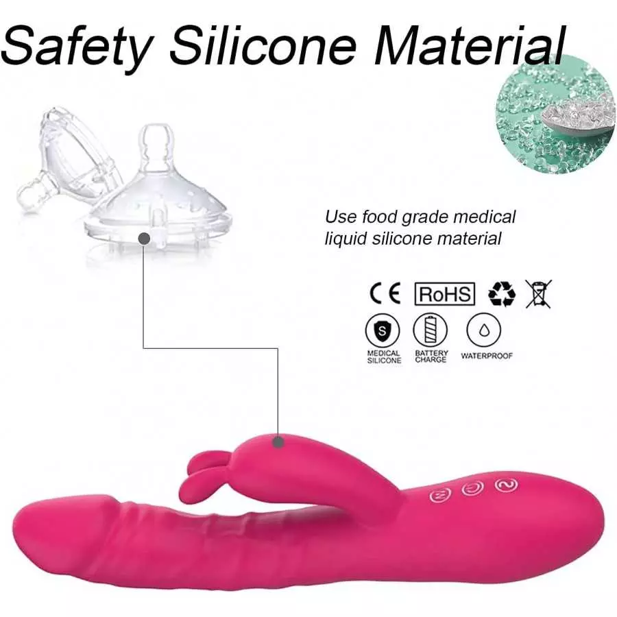 Thrusting Rabbit Vibrator Dildo for Women G Spot Vibrator with Independent Clitoral Stimulator, Clitorals Stimulator for Women P