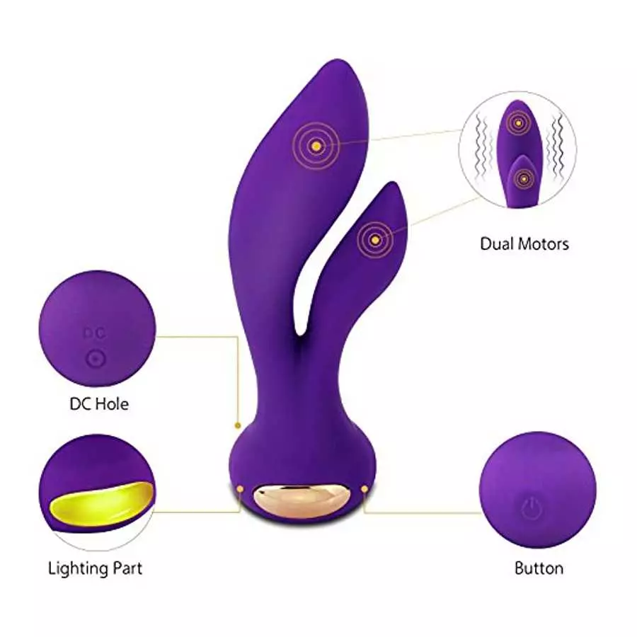 IMO Vibrating G-spot Rabbit Massager - Dual Motors Stimulation Vibrator - Quiet Yet Powerful - Rechargeable & Waterproof - Best 