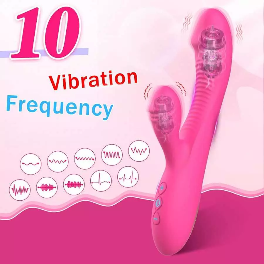 Rabbit Dildo Vibrators Sex Toys for Women 10 Powerful Vibrations Dual Dildo Stimulation USB Rechargeable & Waterproof Vagina Cli