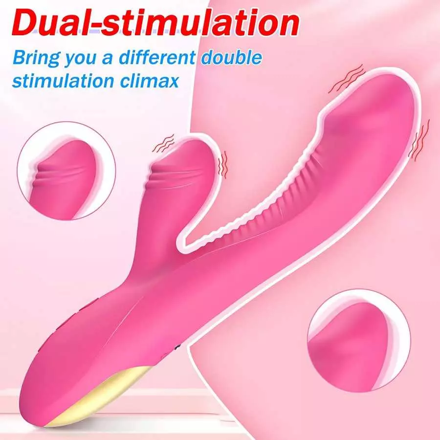 Rabbit Dildo Vibrators Sex Toys for Women 10 Powerful Vibrations Dual Dildo Stimulation USB Rechargeable & Waterproof Vagina Cli