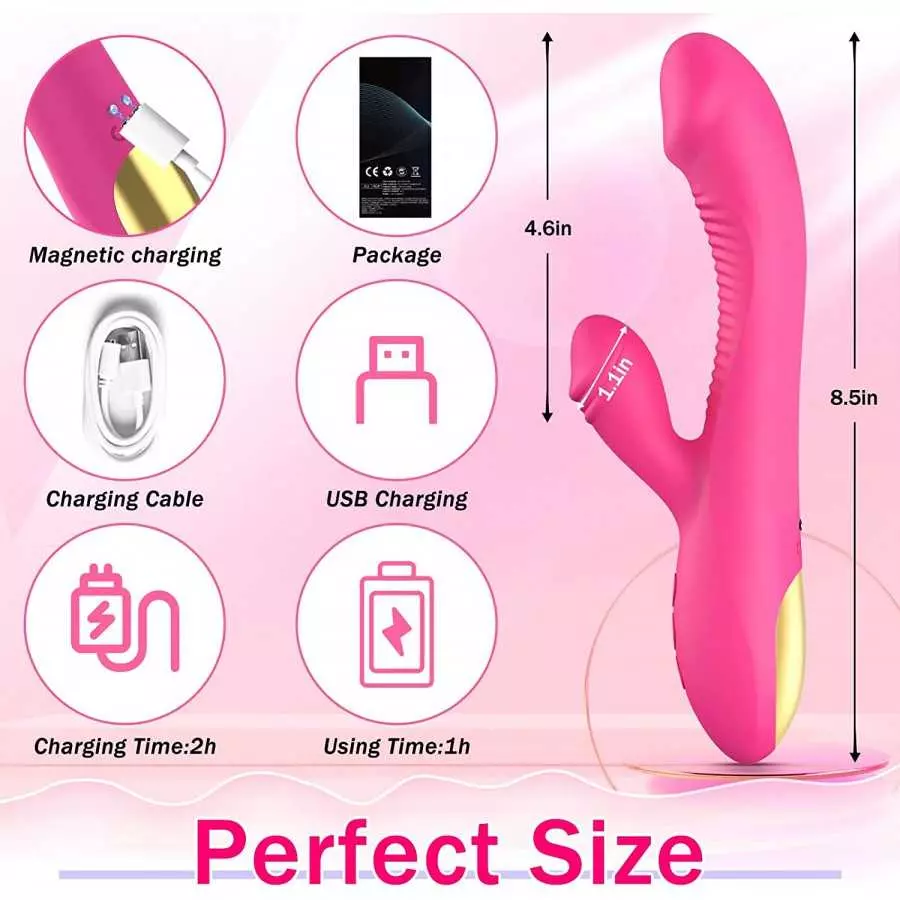 Rabbit Dildo Vibrators Sex Toys for Women 10 Powerful Vibrations Dual Dildo Stimulation USB Rechargeable & Waterproof Vagina Cli
