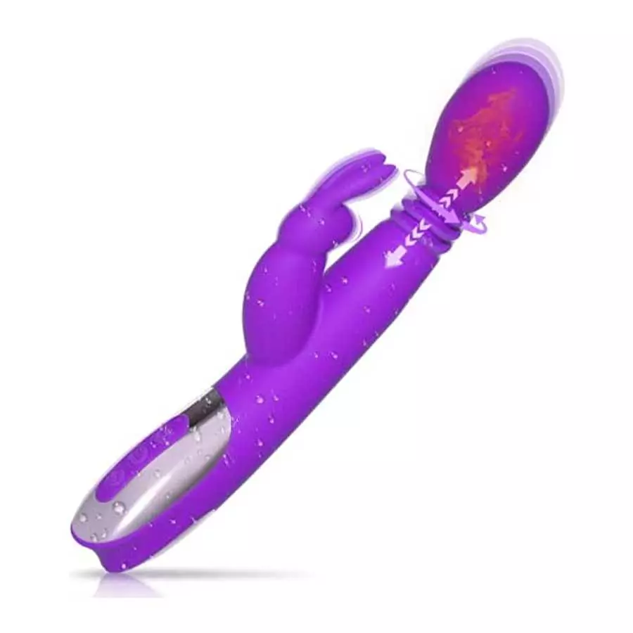 Thrusting Dildo Rabbit Vibrator Adult Sex Toys with Heating Function, 3 Thrusting & Rotating & 10 Tapping Vibrating G Spot Clito Thrusting Dildo Rabbit Vibrator Adult Sex Toys with Heating Function, 3 Thrusting & Rotating & 10 Tapping Vibrating G Spot Clito