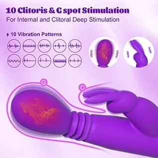 Thrusting Dildo Rabbit Vibrator Adult Sex Toys with Heating Function, 3 Thrusting & Rotating & 10 Tapping Vibrating G Spot Clito Thrusting Dildo Rabbit Vibrator Adult Sex Toys with Heating Function, 3 Thrusting & Rotating & 10 Tapping Vibrating G Spot Clito