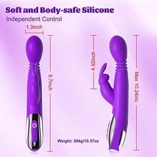 Thrusting Dildo Rabbit Vibrator Adult Sex Toys with Heating Function, 3 Thrusting & Rotating & 10 Tapping Vibrating G Spot Clito Thrusting Dildo Rabbit Vibrator Adult Sex Toys with Heating Function, 3 Thrusting & Rotating & 10 Tapping Vibrating G Spot Clito