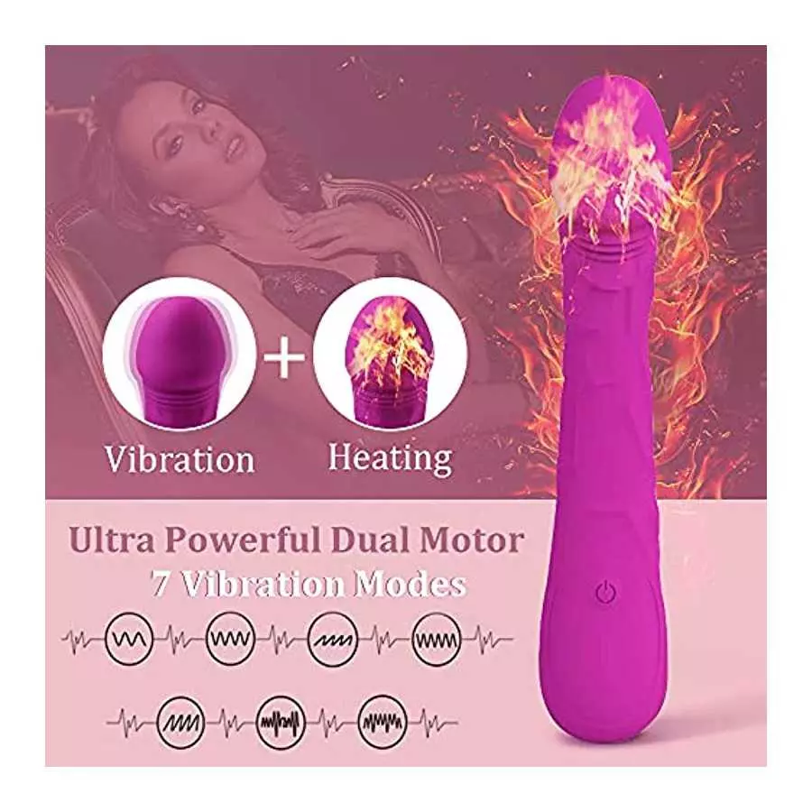 G-Spot/Anal/Nipple Dildo Stimulator Smart Heating Vibrator for Unisex,Sex Toys with 7 Vibrating& Intelligent Heating,Rechargeabl