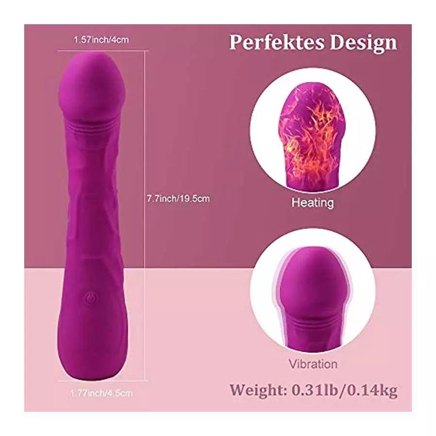 G-Spot/Anal/Nipple Dildo Stimulator Smart Heating Vibrator for Unisex,Sex Toys with 7 Vibrating& Intelligent Heating,Rechargeabl