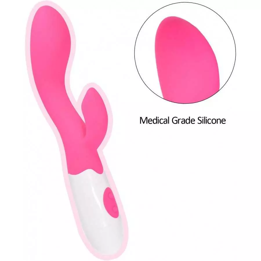 Rabbit Vibrator Silicone Waterproof 30-Speed Vibrator Clitoris Stimulator G-spot Massager(Purple)