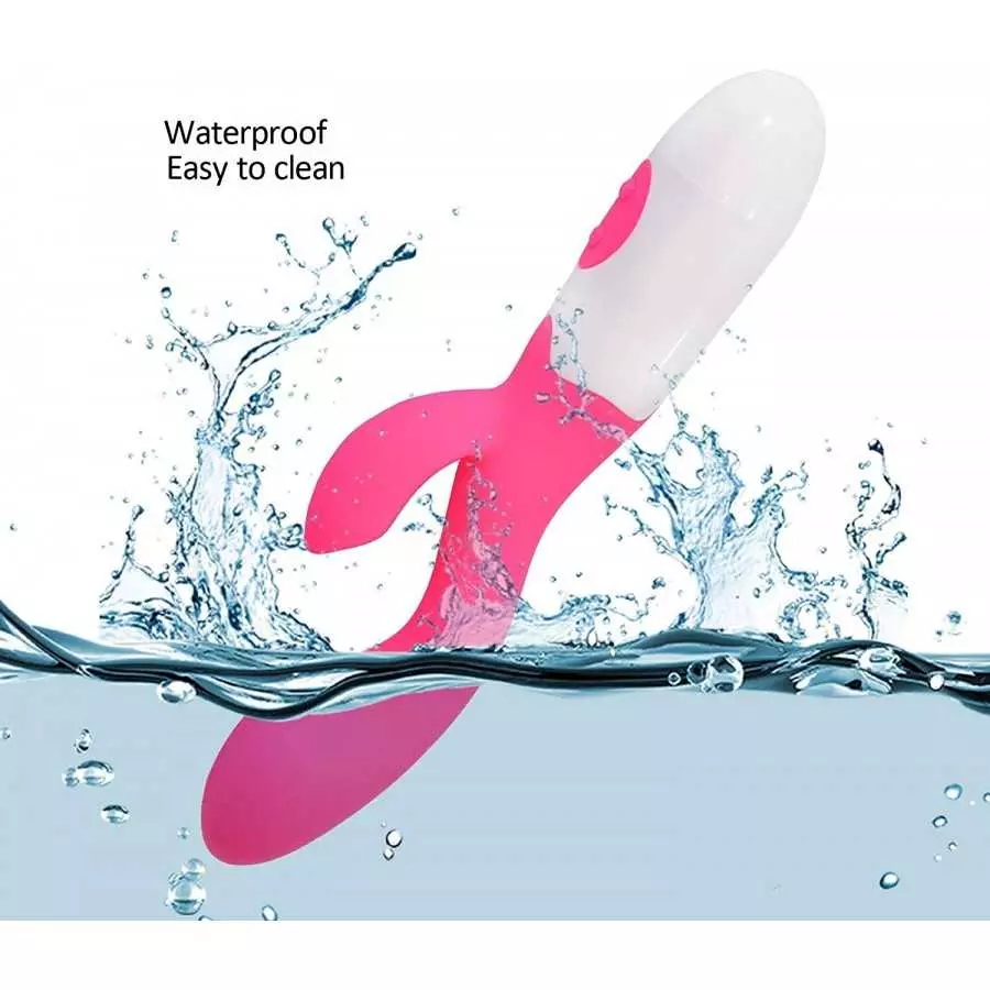 Rabbit Vibrator Silicone Waterproof 30-Speed Vibrator Clitoris Stimulator G-spot Massager(Purple)