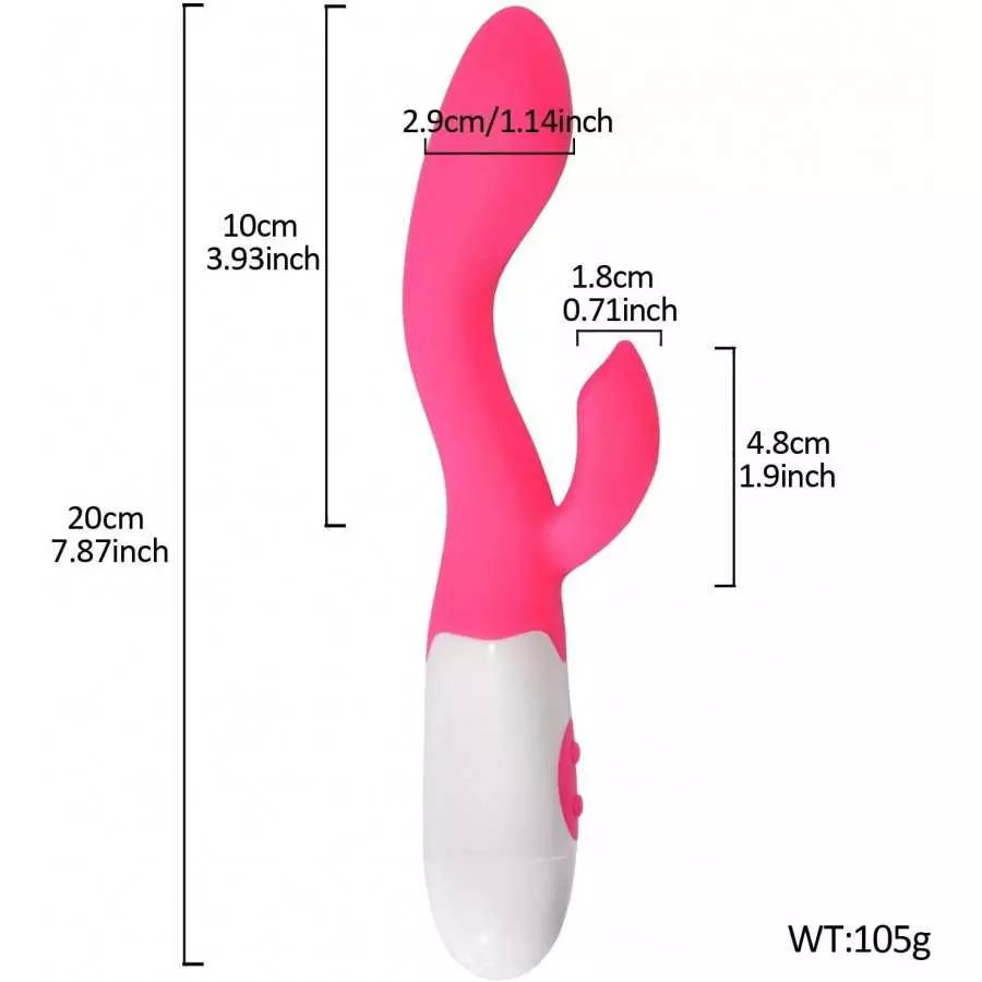 Rabbit Vibrator Silicone Waterproof 30-Speed Vibrator Clitoris Stimulator G-spot Massager(Purple)