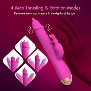 G Spot Rabbit Vibrators, Licking Tongue Clitoral Stimulator with 12 Powerful Vibration 4 Thrusting Roating, Heating Dildo Vibrat G Spot Rabbit Vibrators, Licking Tongue Clitoral Stimulator with 12 Powerful Vibration 4 Thrusting Roating, Heating Dildo Vibrat