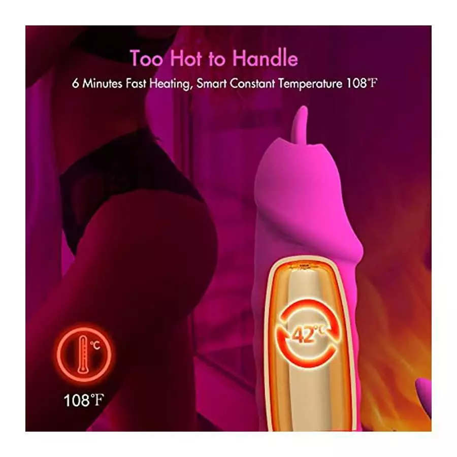 G Spot Rabbit Vibrators, Licking Tongue Clitoral Stimulator with 12 Powerful Vibration 4 Thrusting Roating, Heating Dildo Vibrat