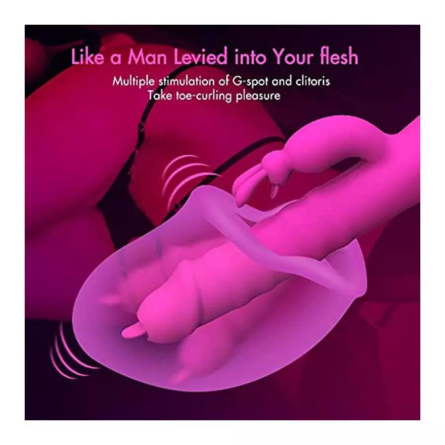 G Spot Rabbit Vibrators, Licking Tongue Clitoral Stimulator with 12 Powerful Vibration 4 Thrusting Roating, Heating Dildo Vibrat