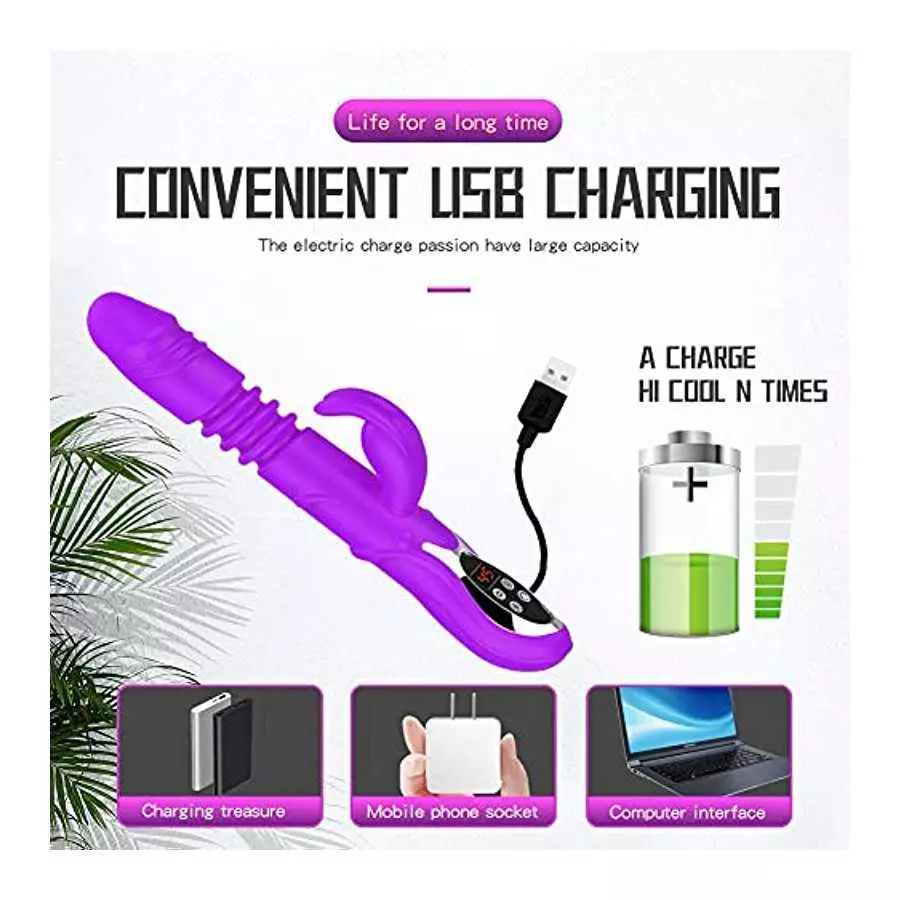 Thrusting G Spot Rabbit Vibrator Large Flexible Dildo for Women Vibration Pleasure Heating Function Clitoral Modes Softer Adult 