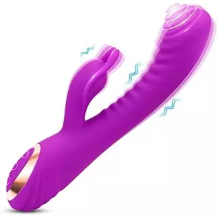 G Spot Rabbit Vibrator with Hitting & Vibrating 2 in 1 Design, Adorime Triple Motor Dildo Vibrator Wand Massager for Clitoris Va