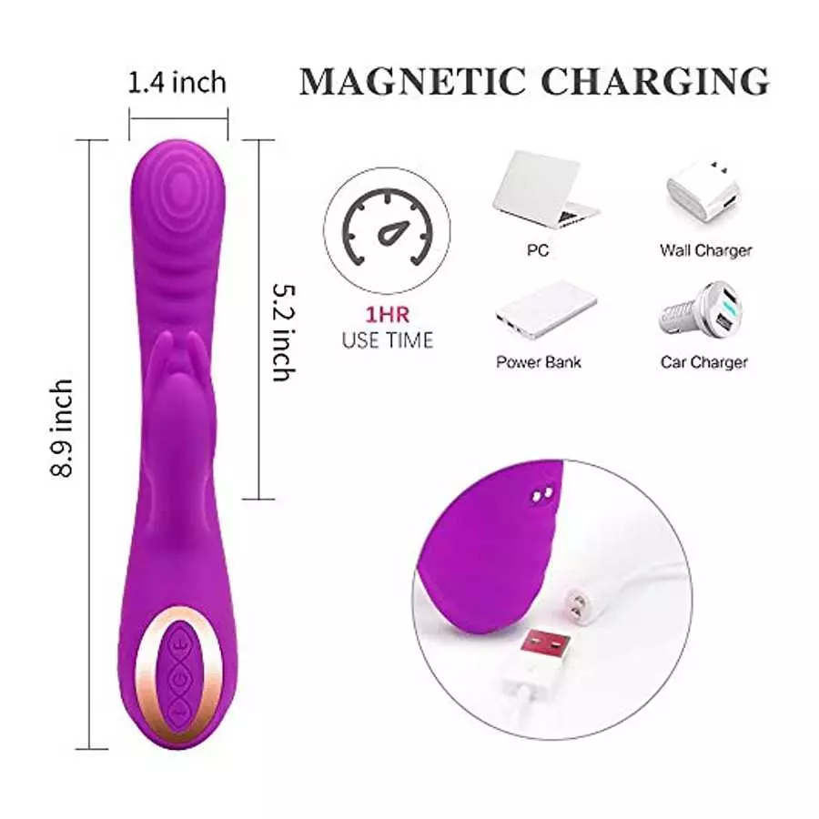 G Spot Rabbit Vibrator with Hitting & Vibrating 2 in 1 Design, Adorime Triple Motor Dildo Vibrator Wand Massager for Clitoris Va