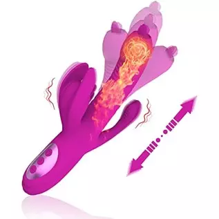 Rabbit Vibrator for Women, G Spot Dildo Vibrator, PUWCBZE Clitoral Stimulator with 10 Powerful Vibrations & 8 Thrusting Tongue L