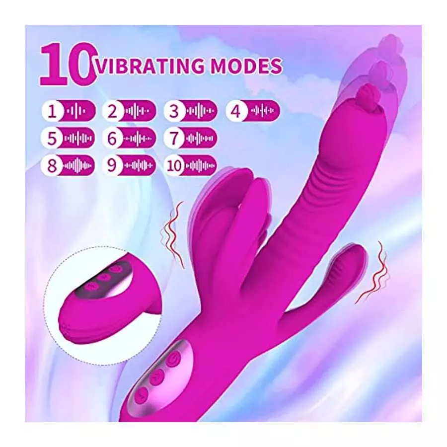 Rabbit Vibrator for Women, G Spot Dildo Vibrator, PUWCBZE Clitoral Stimulator with 10 Powerful Vibrations & 8 Thrusting Tongue L