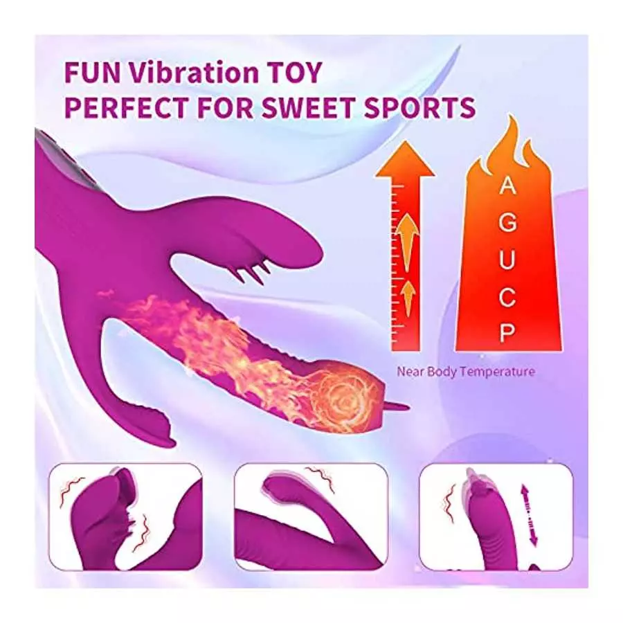 Rabbit Vibrator for Women, G Spot Dildo Vibrator, PUWCBZE Clitoral Stimulator with 10 Powerful Vibrations & 8 Thrusting Tongue L