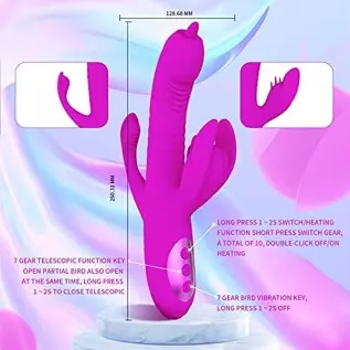Rabbit Vibrator for Women, G Spot Dildo Vibrator, PUWCBZE Clitoral Stimulator with 10 Powerful Vibrations & 8 Thrusting Tongue L Rabbit Vibrator for Women, G Spot Dildo Vibrator, PUWCBZE Clitoral Stimulator with 10 Powerful Vibrations & 8 Thrusting Tongue L