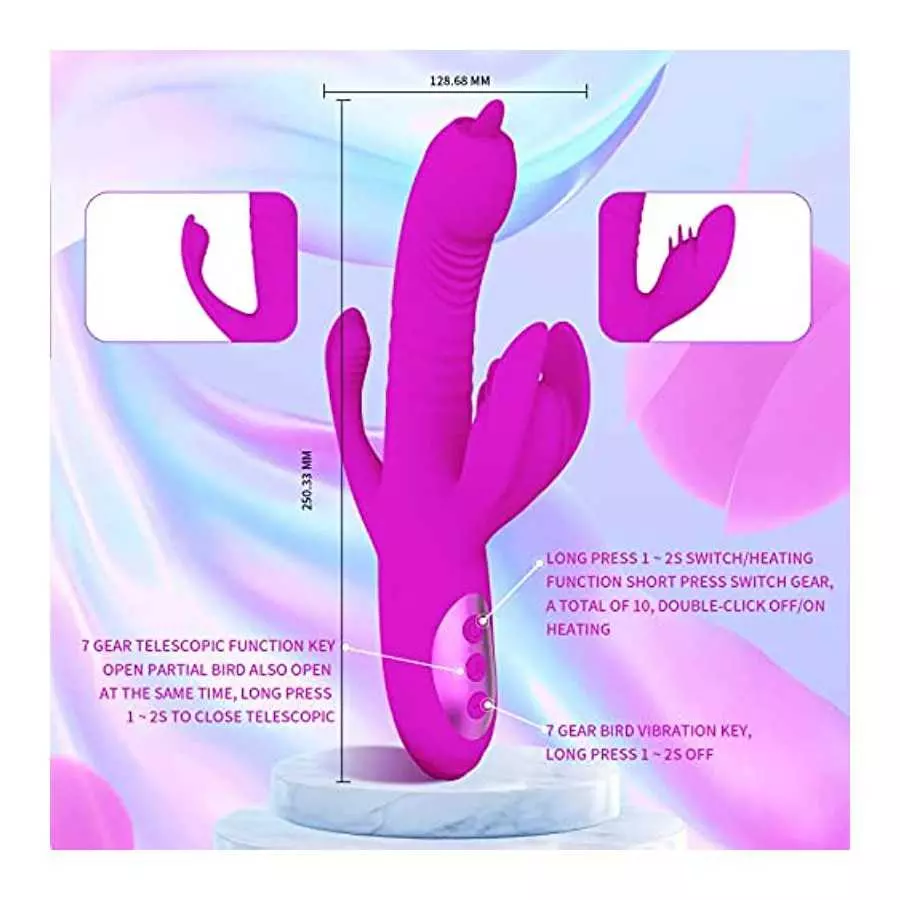 Rabbit Vibrator for Women, G Spot Dildo Vibrator, PUWCBZE Clitoral Stimulator with 10 Powerful Vibrations & 8 Thrusting Tongue L