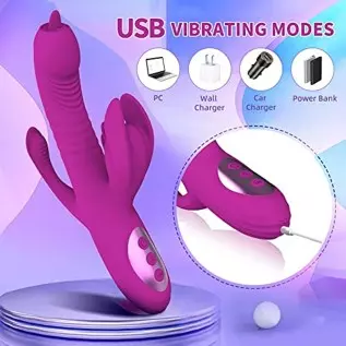 Rabbit Vibrator for Women, G Spot Dildo Vibrator, PUWCBZE Clitoral Stimulator with 10 Powerful Vibrations & 8 Thrusting Tongue L Rabbit Vibrator for Women, G Spot Dildo Vibrator, PUWCBZE Clitoral Stimulator with 10 Powerful Vibrations & 8 Thrusting Tongue L