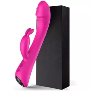 Rabbit Vibrator Dildo for Women Pleasure : G Spot Vibrator with Bunny Ears 9 Vibration Modes, Quiet Clit Vibrator Pink Dildo for