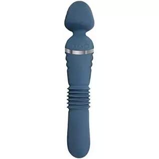 Adam & Eve Dual Ended Thrusting Wand Rechargeable Silicone Vibrator - Teal