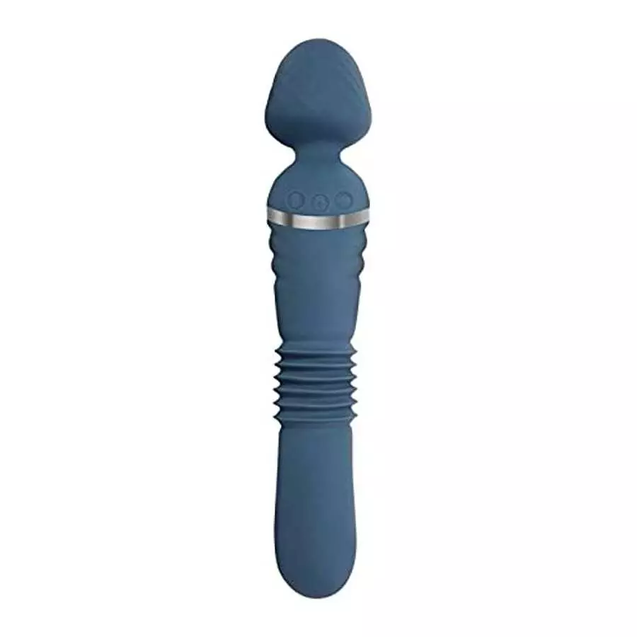 Adam & Eve Dual Ended Thrusting Wand Rechargeable Silicone Vibrator - Teal Adam & Eve Dual Ended Thrusting Wand Rechargeable Silicone Vibrator - Teal