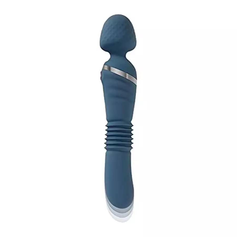 Adam & Eve Dual Ended Thrusting Wand Rechargeable Silicone Vibrator - Teal