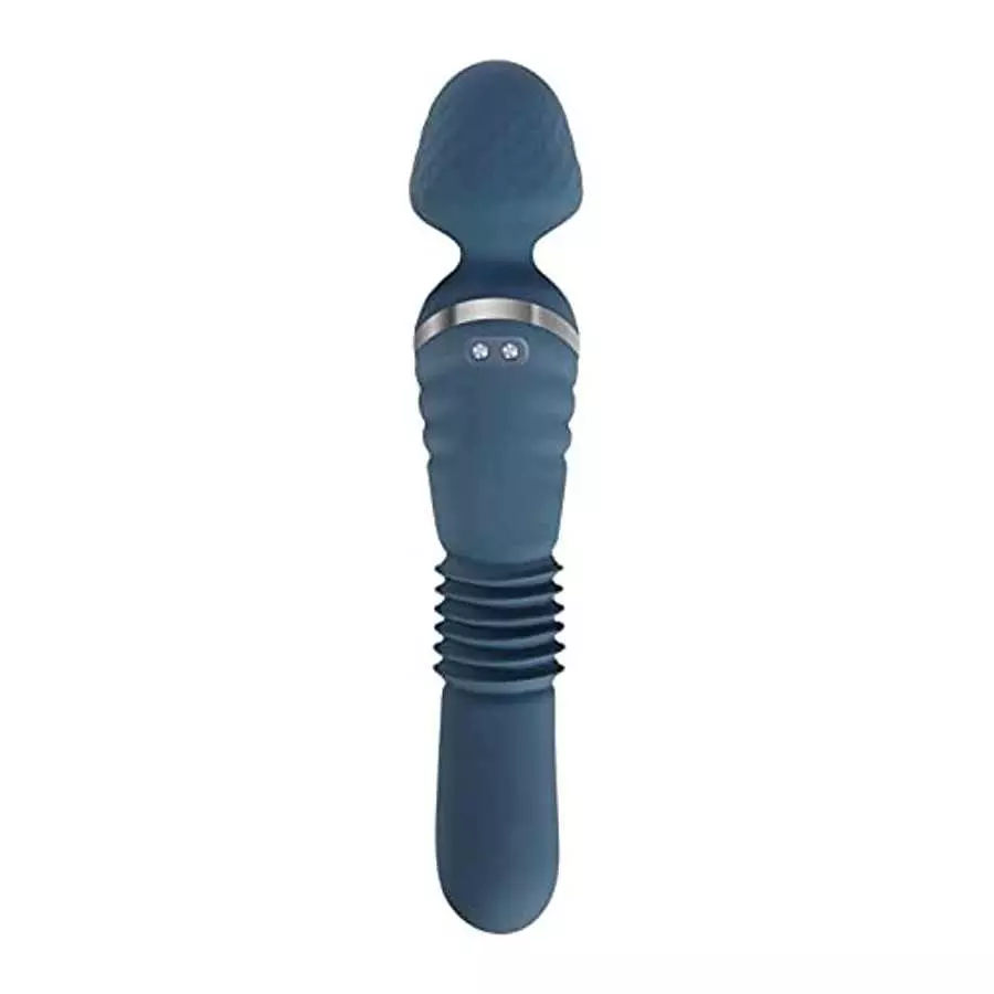 Adam & Eve Dual Ended Thrusting Wand Rechargeable Silicone Vibrator - Teal