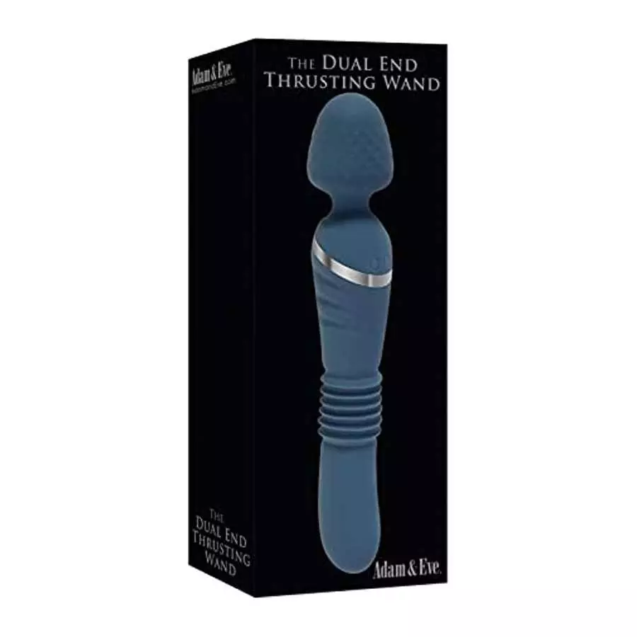Adam & Eve Dual Ended Thrusting Wand Rechargeable Silicone Vibrator - Teal