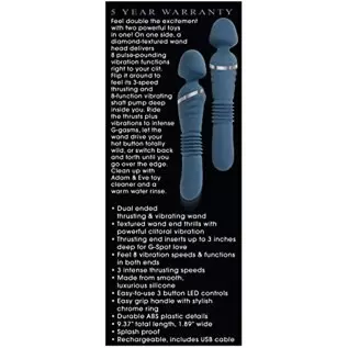Adam & Eve Dual Ended Thrusting Wand Rechargeable Silicone Vibrator - Teal