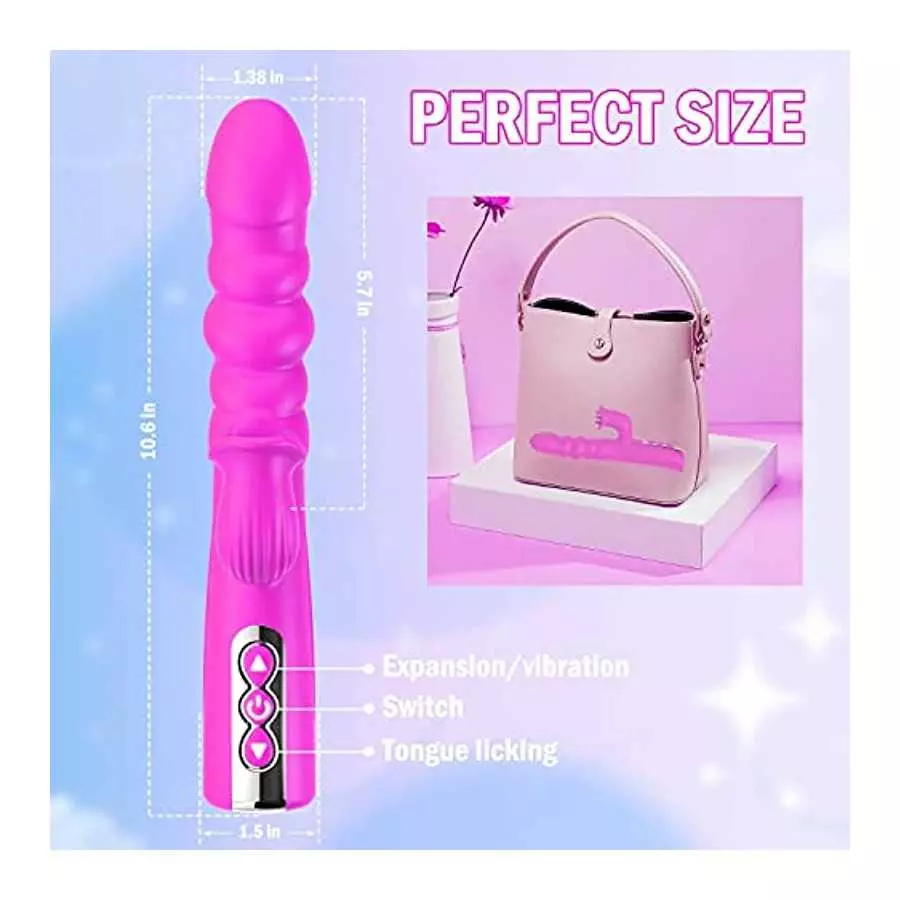 4 in 1 Thrusting Rabbit Vibrator for Woman Sex Toys G Spot Vibrator 8 Rotating Vibrating Telescopic Modes 5 Tongue Licking Modes