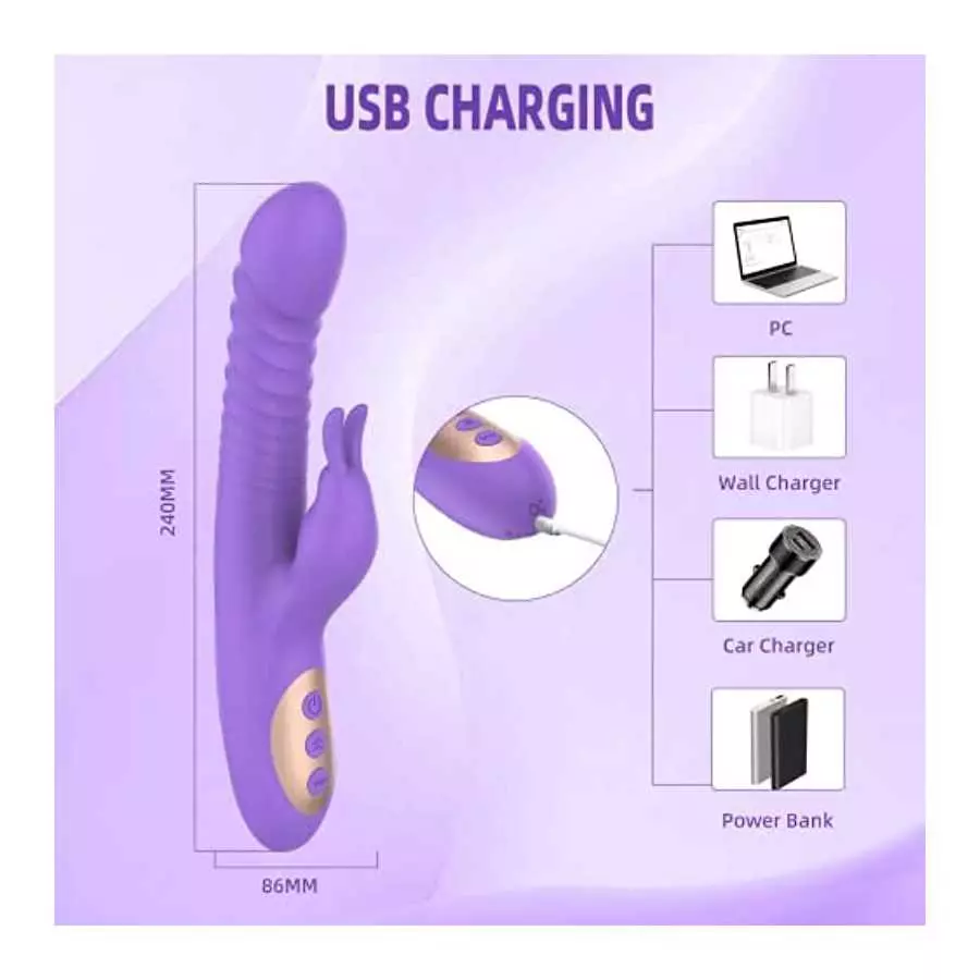 PUWCBZE Rabbit Vibrator Thrusting Rotating Dildo Heating, G Spot Clitoral Stimulator Vagina Stimulation Adult Sex Toys for Women