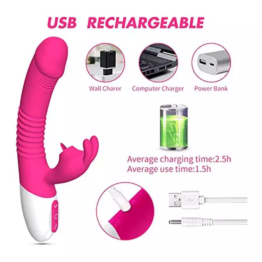 G Spot Rabbit Vibrator Dildo for Women Vaginal Healt,Bunny Ears for Women Clitoral G Spot Stimulation with 3 Telescopic & 10 Vib