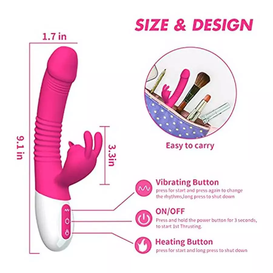 G Spot Rabbit Vibrator Dildo for Women Vaginal Healt,Bunny Ears for Women Clitoral G Spot Stimulation with 3 Telescopic & 10 Vib